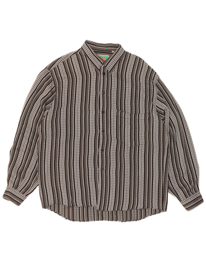 Camisa vintage para hombre de acetato a rayas grises grandes