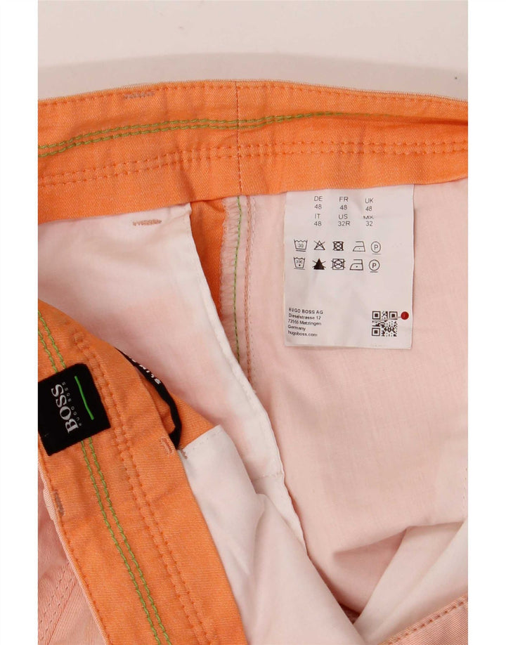 Hugo Boss Pantalones cortos chinos para hombre IT 48 Medium W32 Algodón naranja