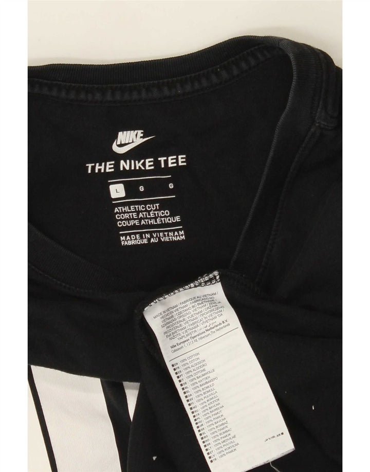 Nike Camiseta gráfica de corte atlético para hombre, manga larga, algodón negro grande