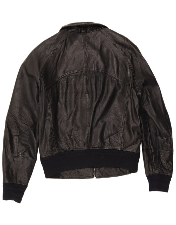 Vintage mujer bombardero chaqueta de cuero IT 50 XL cuero negro