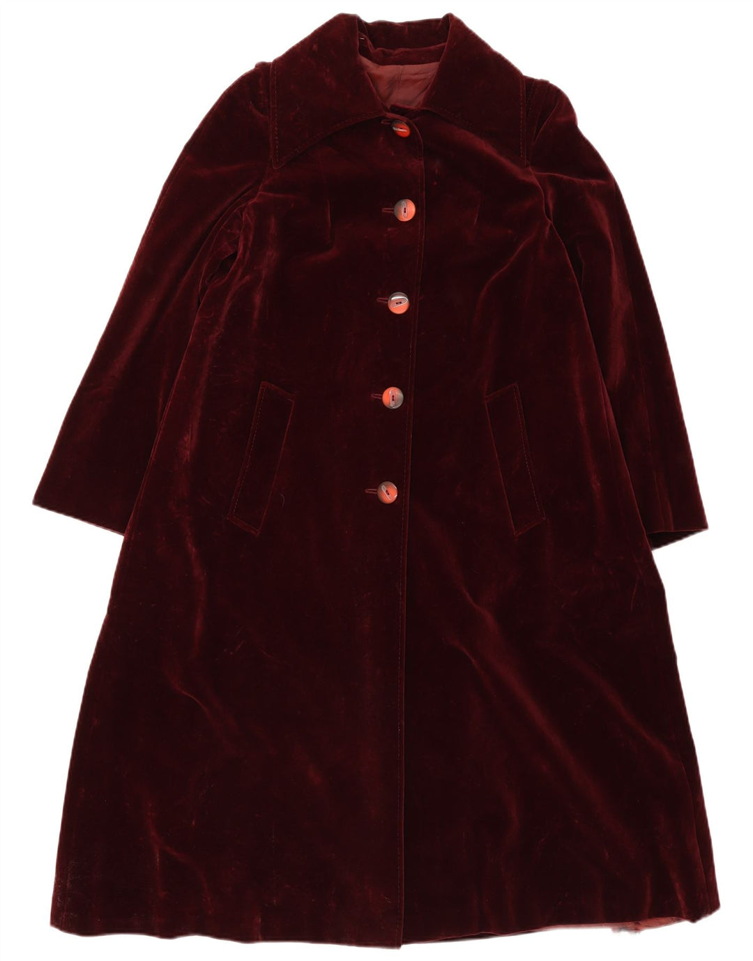 Vintage mujer terciopelo abrigo IT 46 grande borgoña