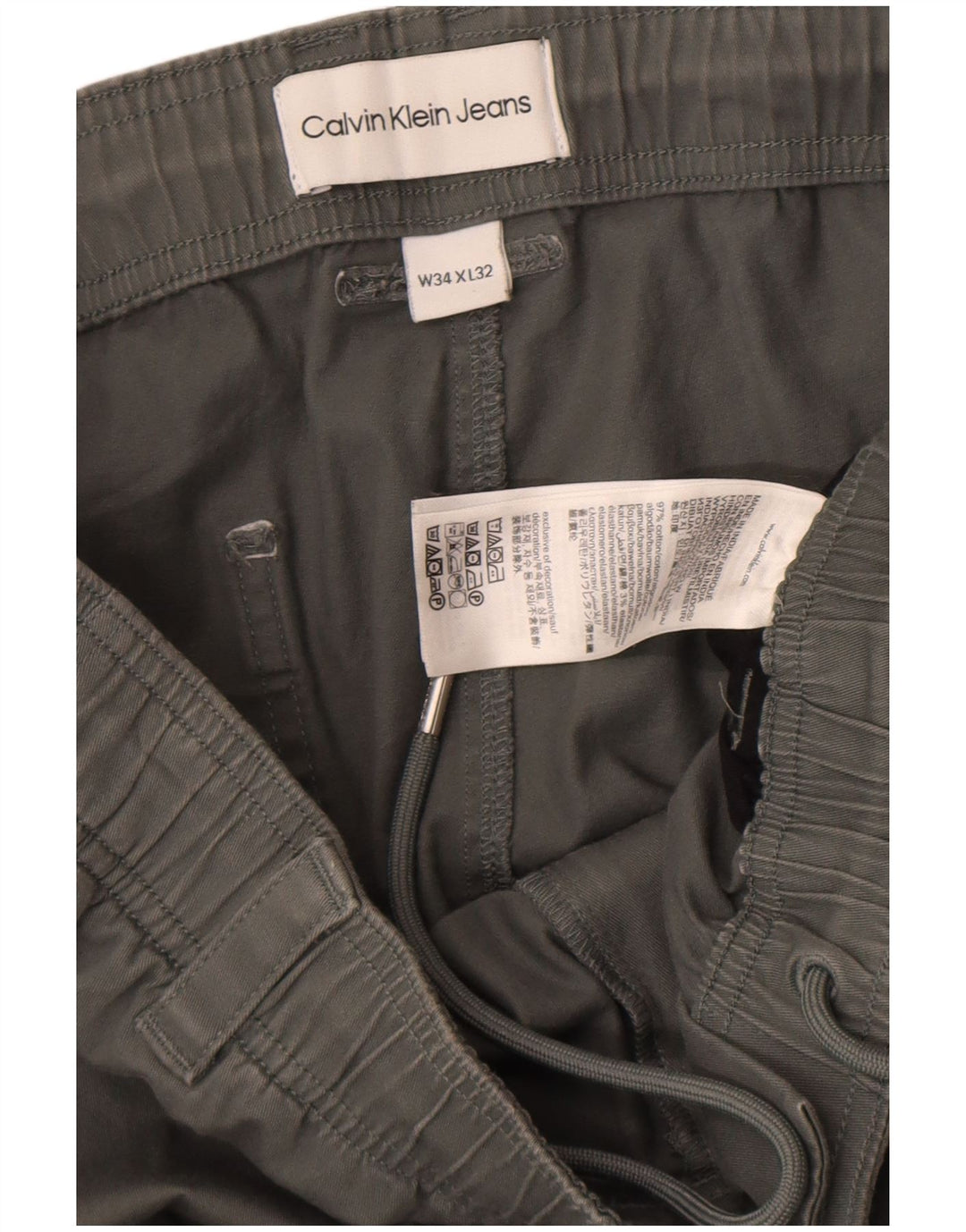 Calvin Klein Pantalones Cargo Peggados Para Hombre W34 L32 Algodón Gris
