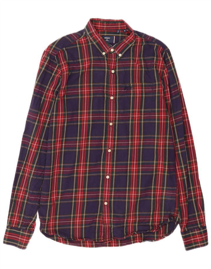 Superdry Camisa De Franela De Algodón A Cuadros Azul Marino Mediano