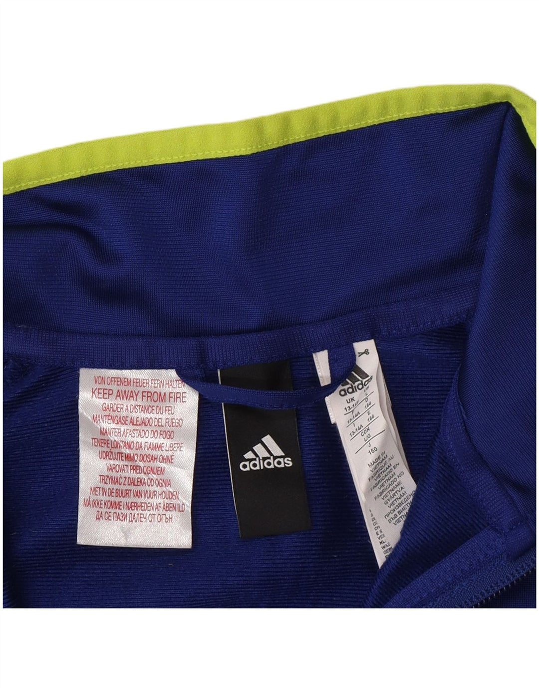 ADIDAS Boys Graphic Tracksuit Top Jacket 13-14 Years Blue Polyester
