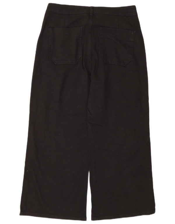 Zara Vaqueros cortos de talle alto y pierna ancha para mujer EU 44 XL W34 L26 Negro