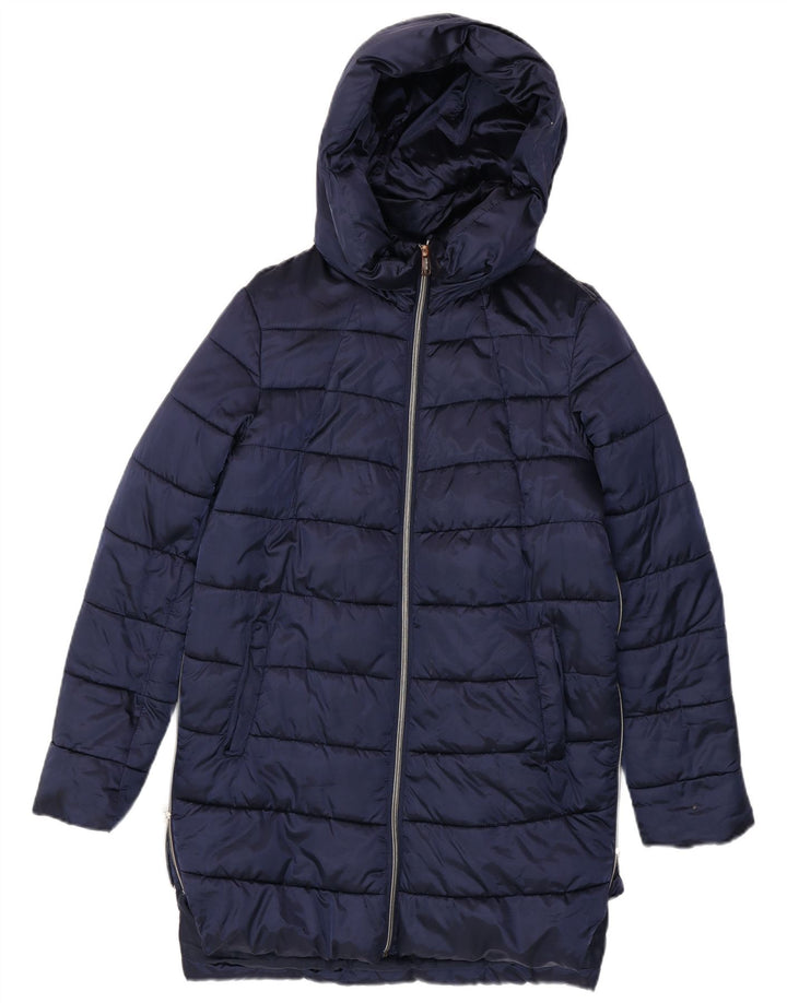 Guess Abrigo acolchado con capucha extragrande para mujer UK 10 Small Poliamida azul marino
