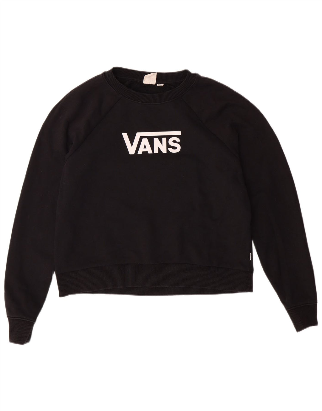 VANS Mujer Crop Oversize Graphic Sudadera Jumper UK 10 Small Negro