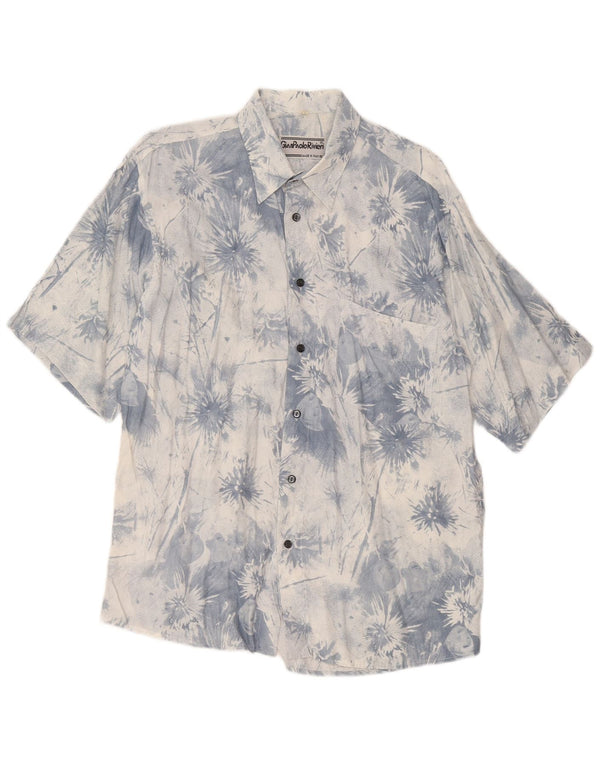 Camisa vintage de manga corta para hombre con efecto tie-dye azul medio