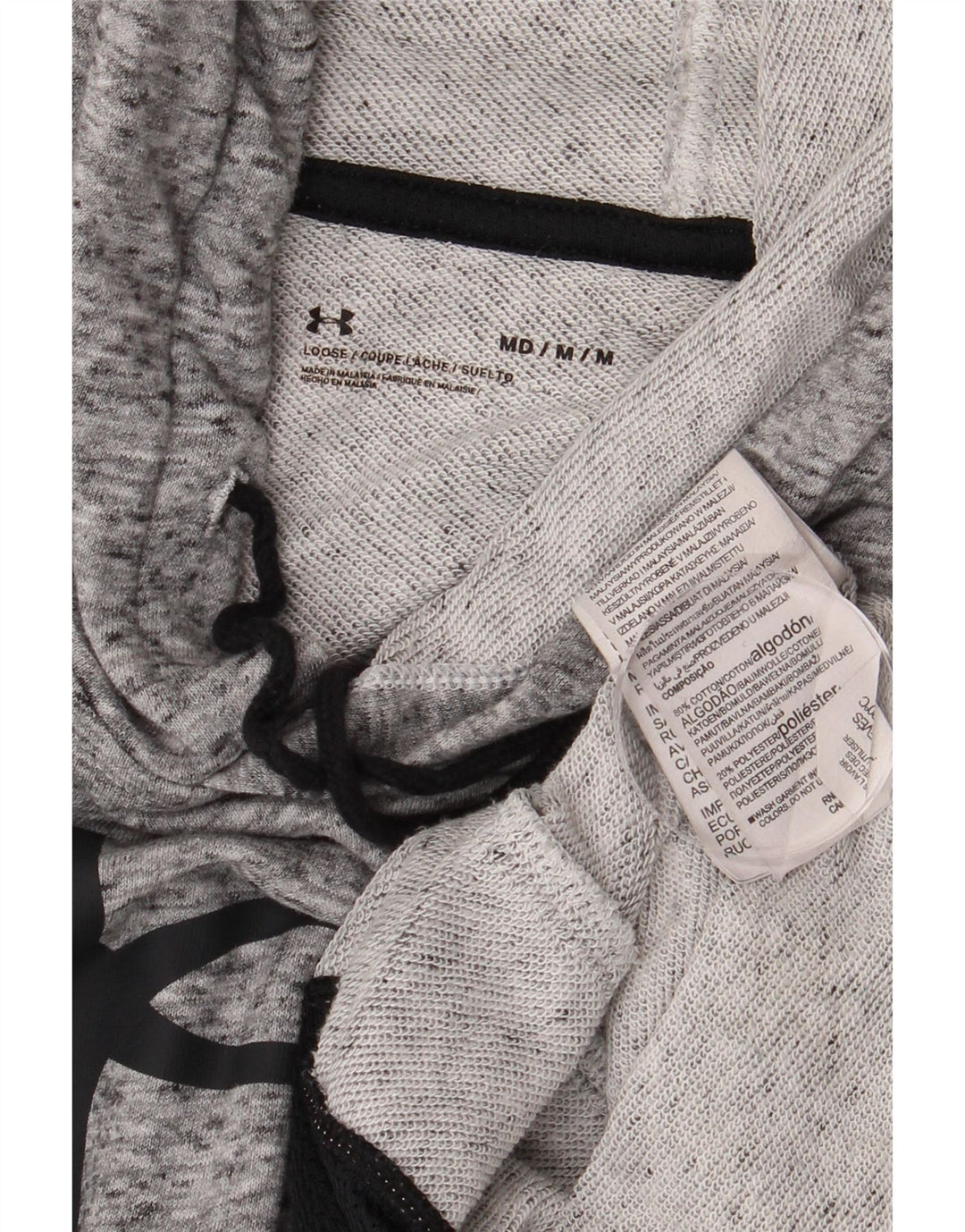 Under Armour Jersey con capucha gráfica de algodón moteado en gris medio | Hombre