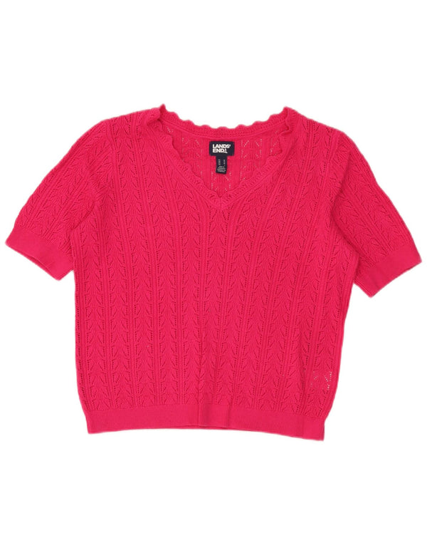 Lands End Suéter Suelto con Cuello en V para Mujer UK 44 Medium Pink