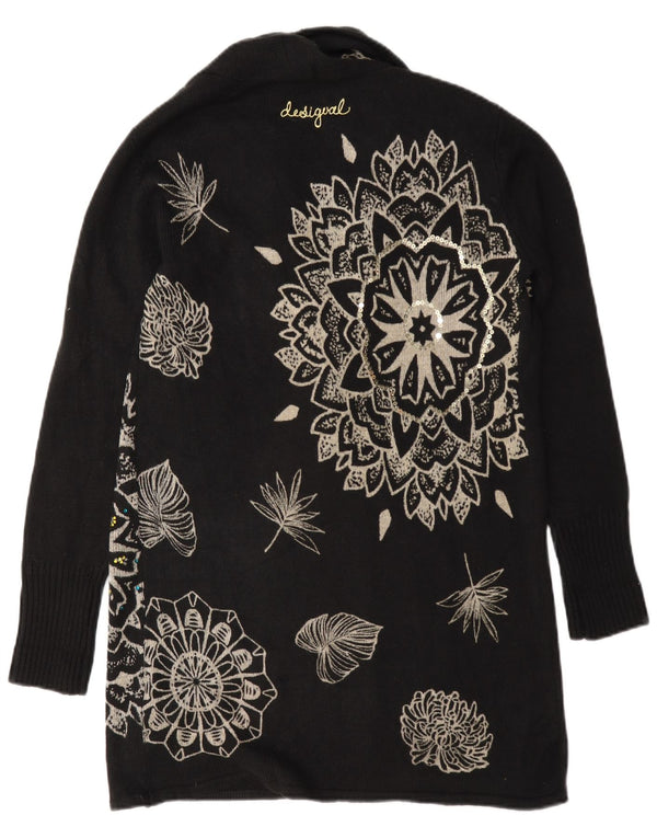 Desigual Cárdigan largo extragrande para mujer UK 6 XS Negro Floral