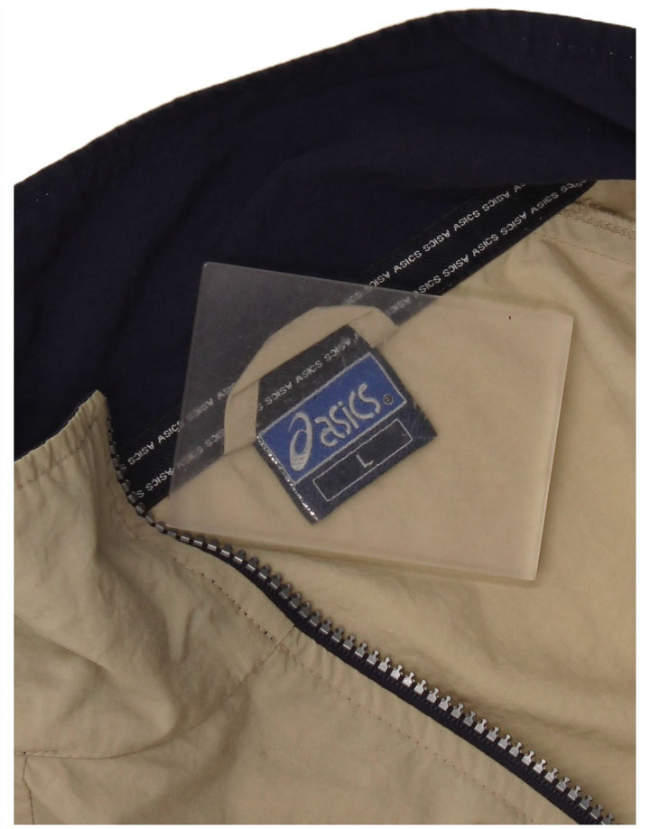 Asics Hombre Chándal Top Chaqueta Grande Beige Colorblock Poliéster