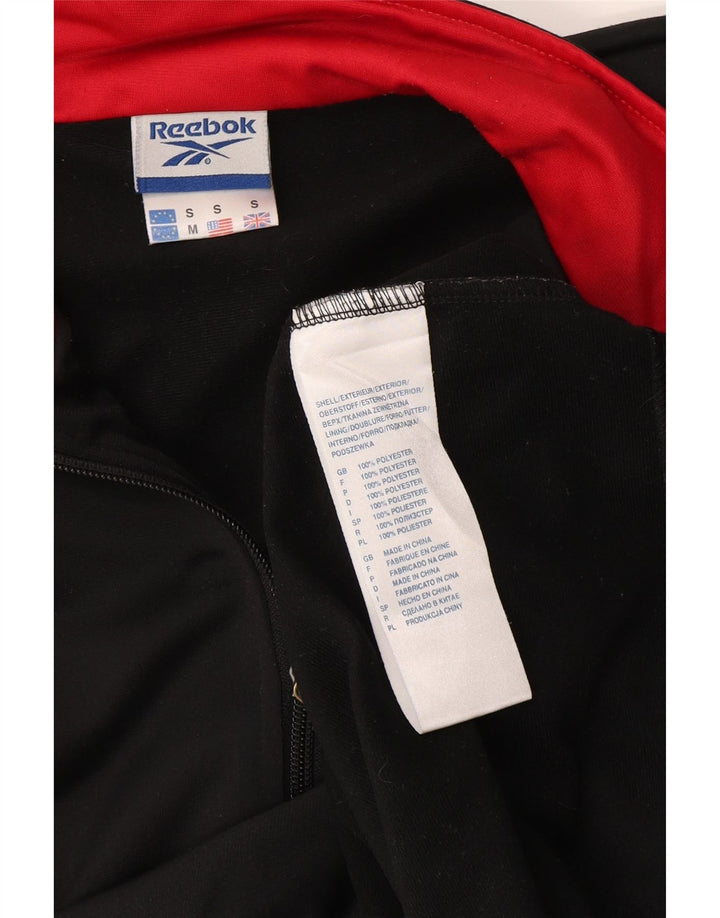 Reebok Mens Graphic Loose Fit Chándal Top Chaqueta Pequeña Poliéster Negro