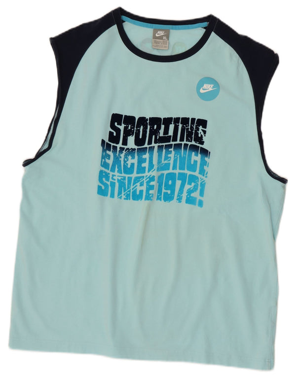 Nike Camiseta sin mangas gráfica para hombre UK 45/47 XL Azul Colorblock Algodón