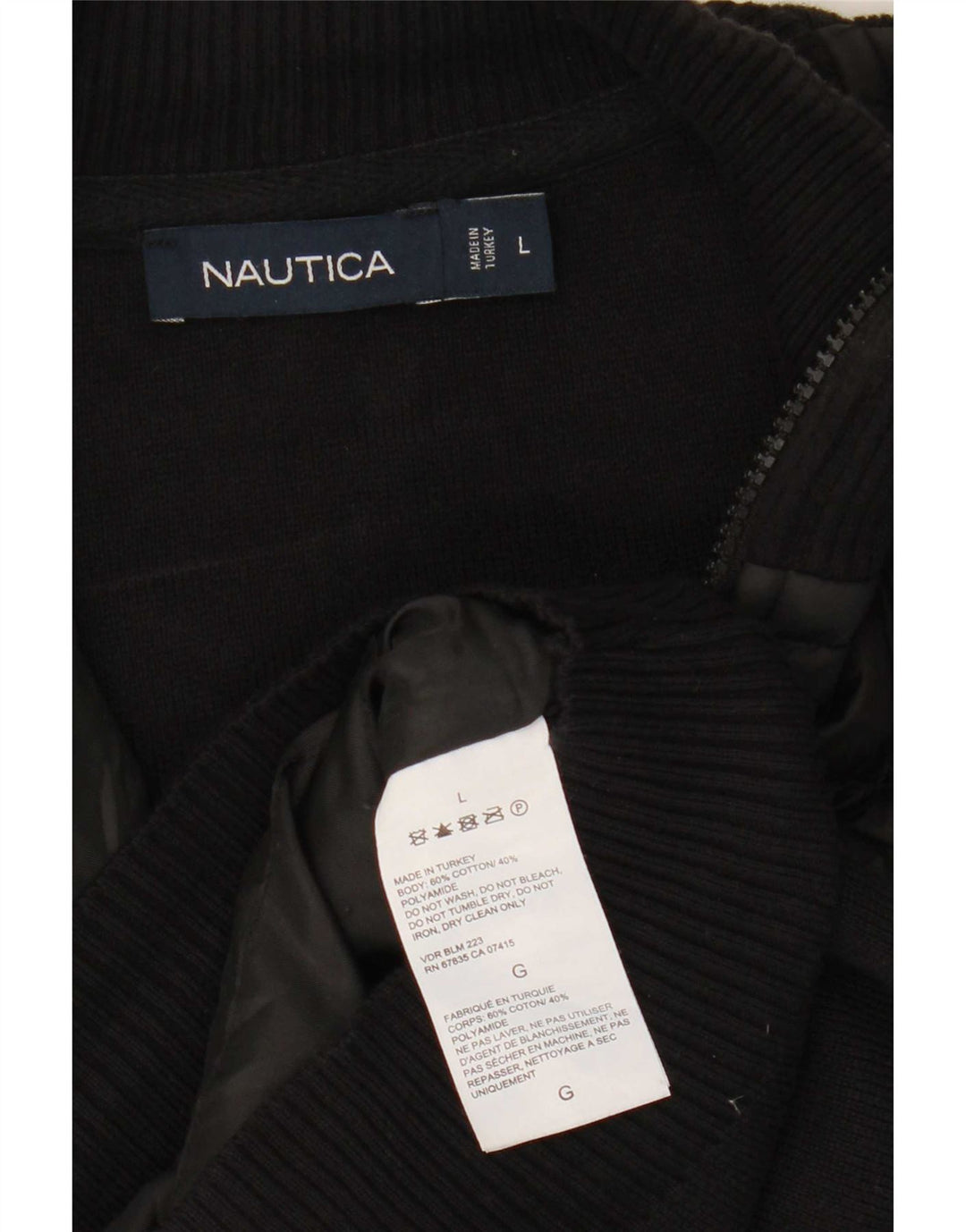 Nautica Cárdigan para hombre suéter grande de algodón negro