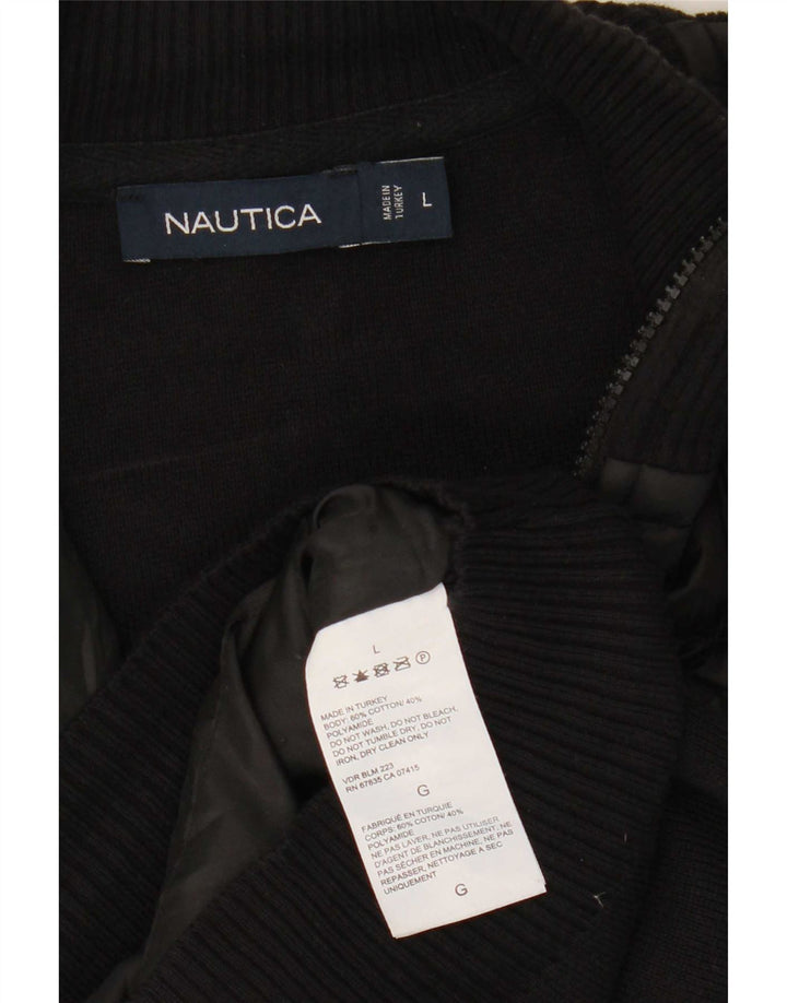 Nautica Cárdigan para hombre suéter grande de algodón negro