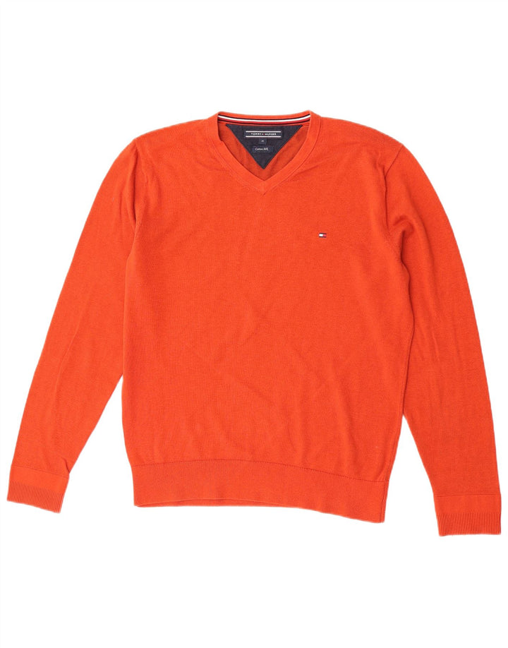 Tommy Hilfiger Jersey con Cuello en V para Hombre Naranja Mediano