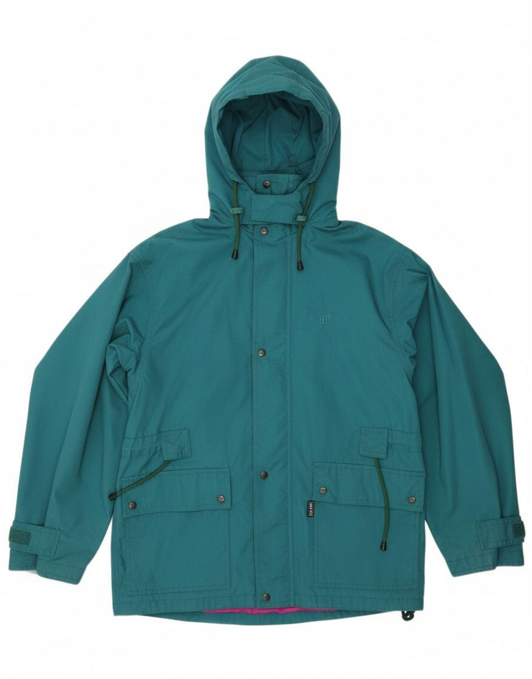 BELFE Womens Hooded Windbreaker Jacket EU 44 XL Blue Polyester