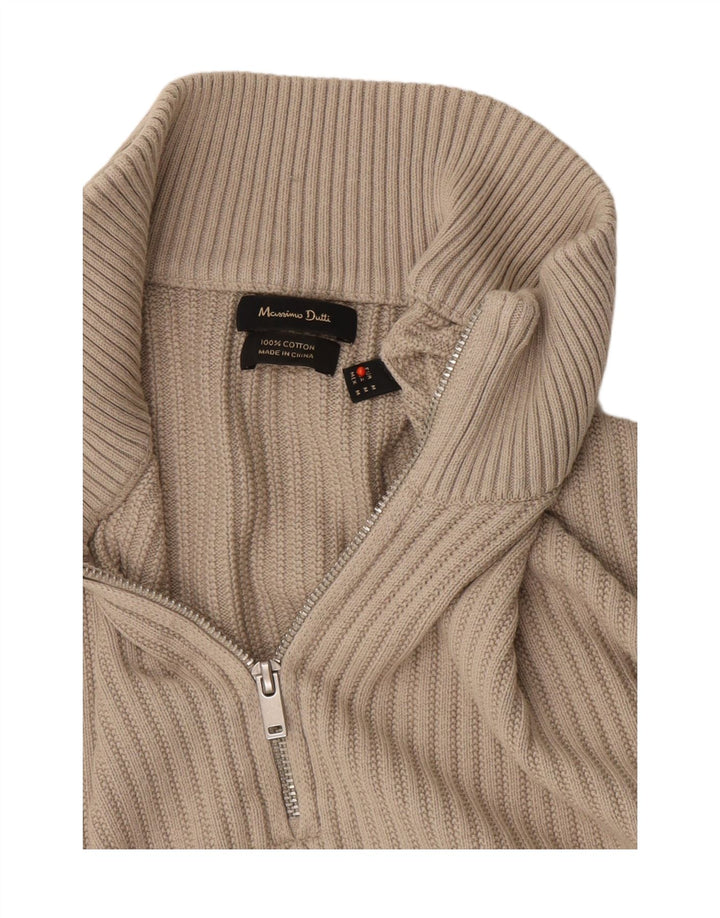 Massimo Dutti Hombre Jersey Con Cremallera En El Cuello Algodón Beige Medio