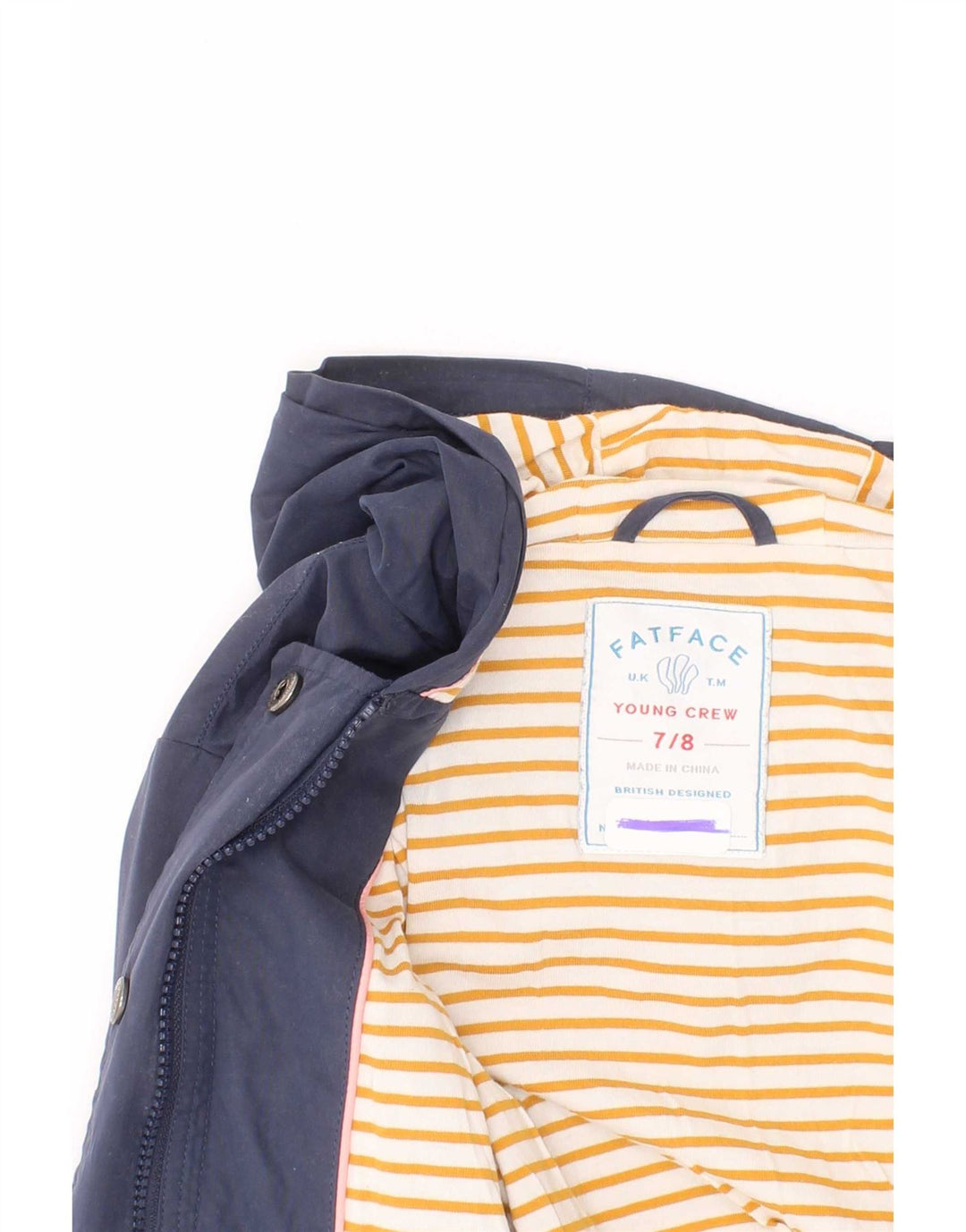Chubasquero con capucha para niña Fat Face 7-8 años Azul Marino Poliéster