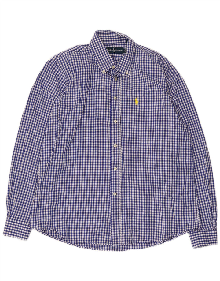 Ralph Lauren Camisa para hombre XL Algodón a cuadros azul