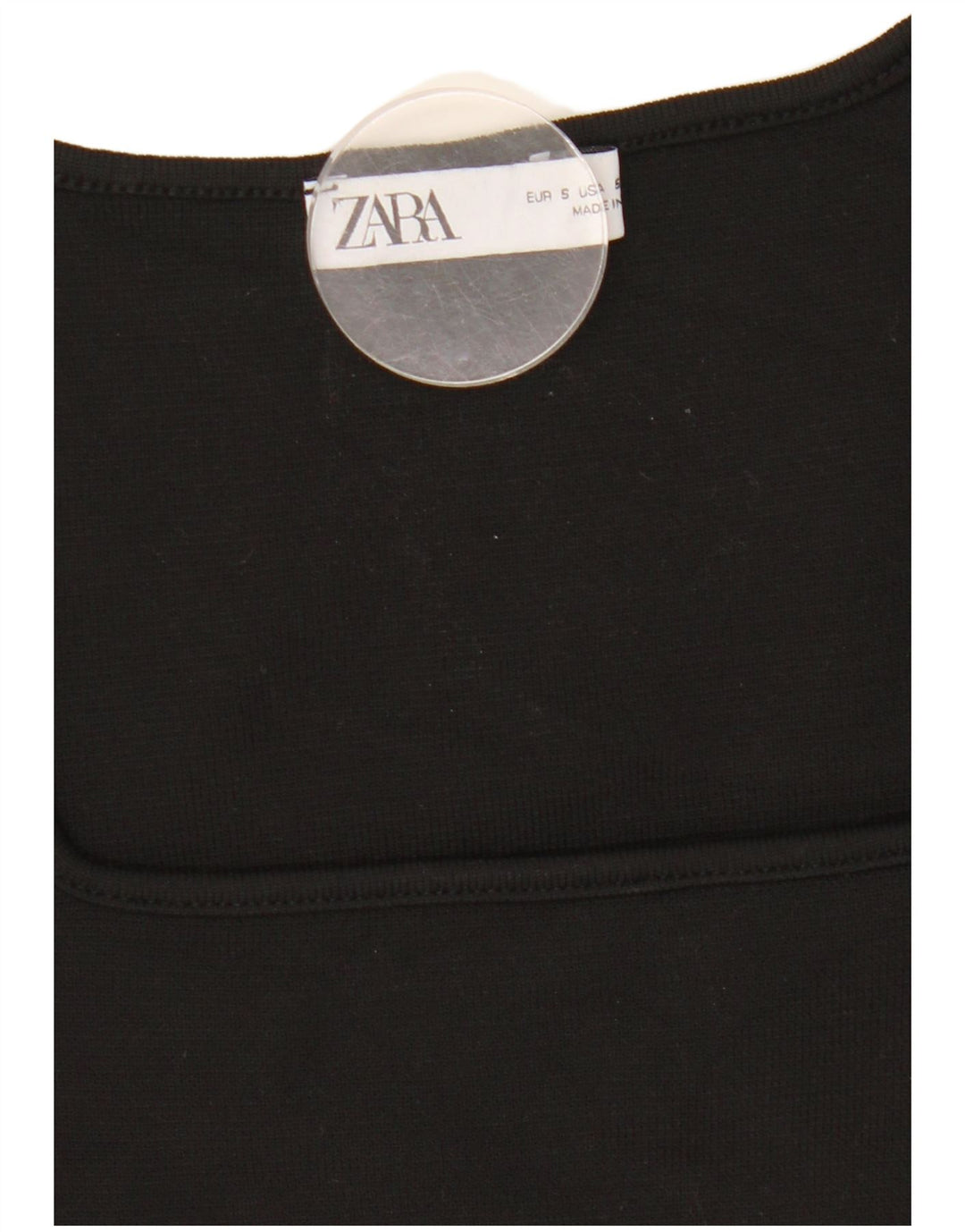 Zara Mujer Crop Top Manga Larga UK 8 Small Negro