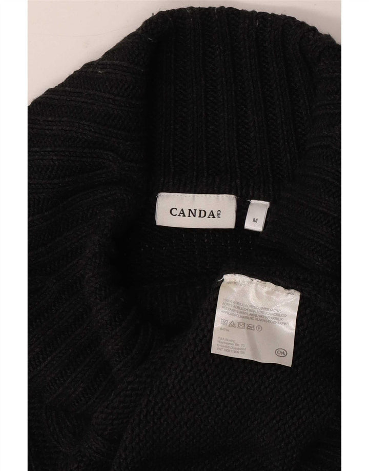 Canda - Jersey con cuello vuelto para mujer, talla 40, tamaño mediano, acrílico negro