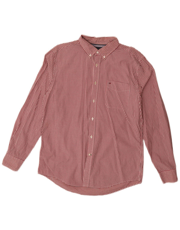 Camisa Tommy Hilfiger para hombre de algodón a cuadros rojos grandes