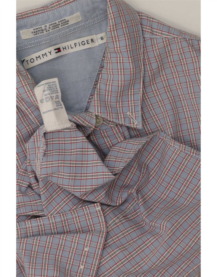 Tommy Hilfiger Camisa de manga corta para mujer US 6 Algodón a cuadros azul mediano