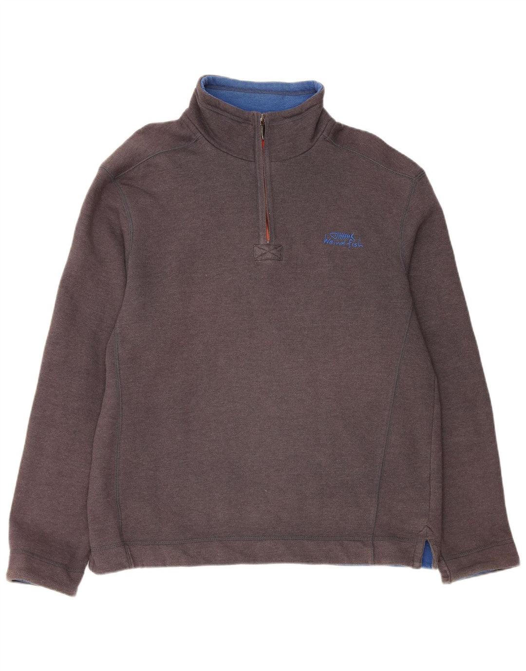 Weird Fish - Sudadera con cuello y cremallera para hombre, color gris medio, algodón