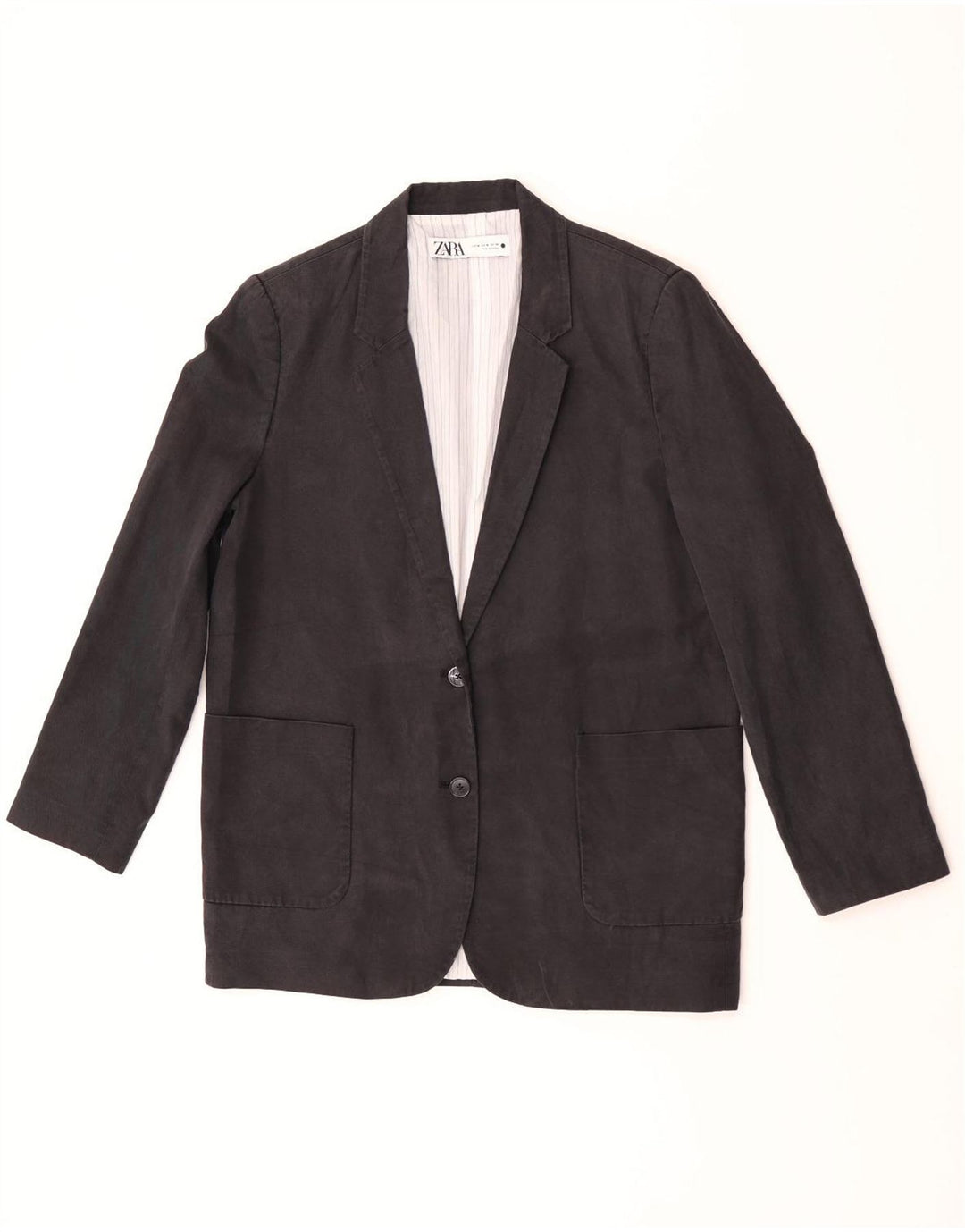 Zara Mujer Blazer De 2 Botones UK 40 NMedium Lino Negro