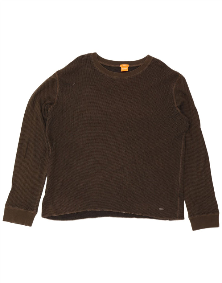 Hugo Boss Hombre Top Manga Larga 3XL Algodón Marrón