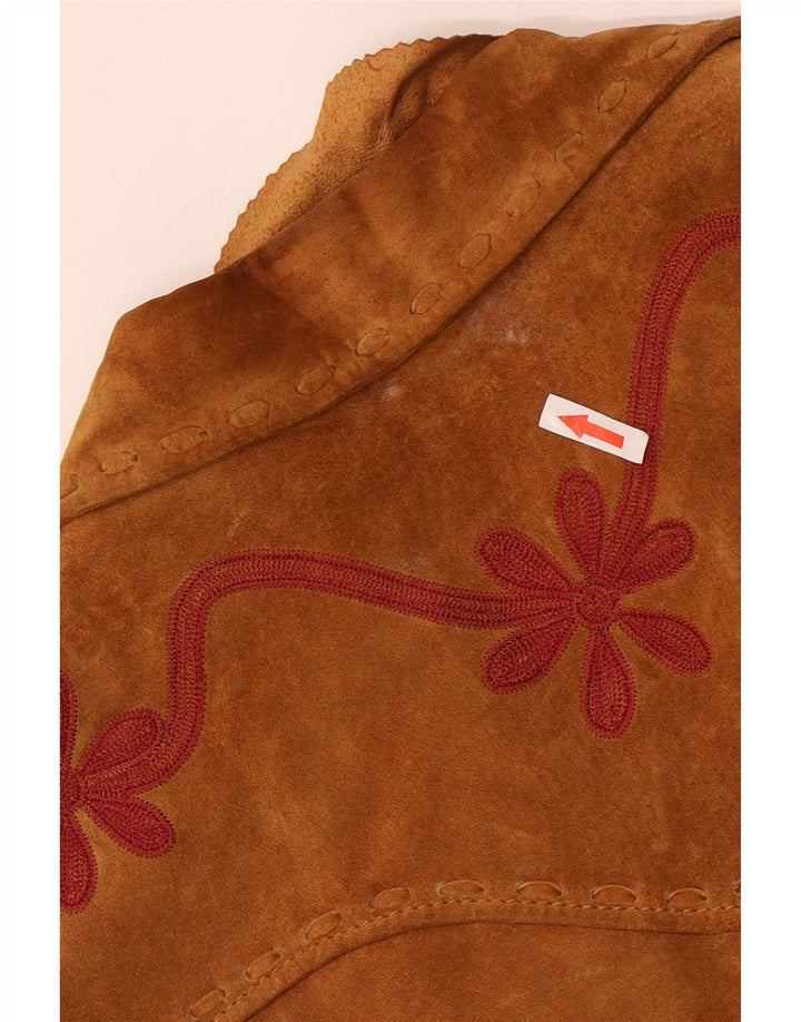 Conbipel Chaqueta de ante corta para mujer IT 46 Cuero floral marrón grande