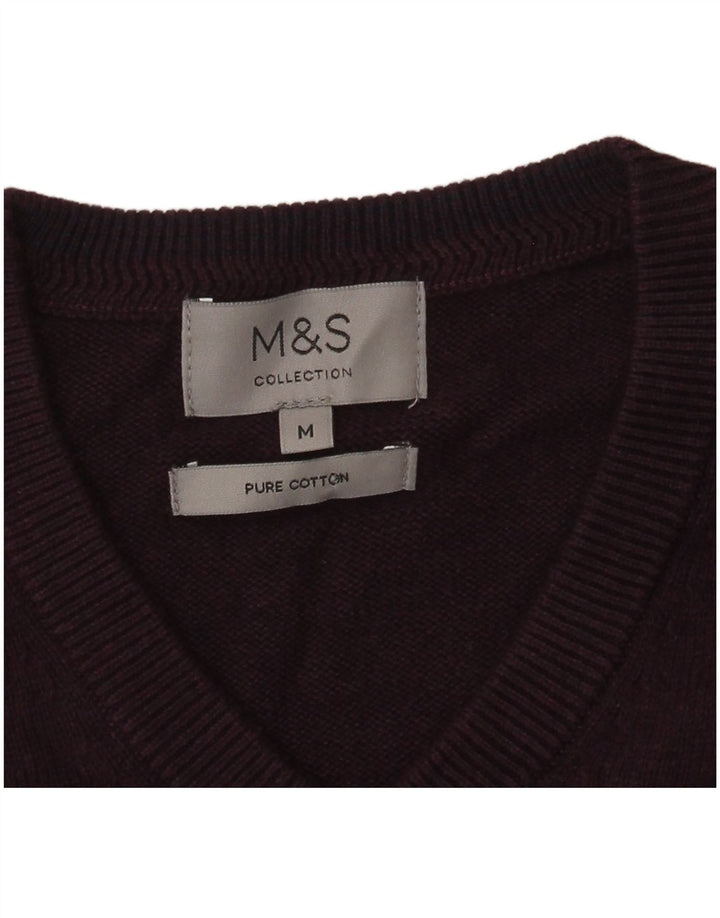Marks & Spencer Jersey con Cuello en V para Hombre de algodón Morado Medio