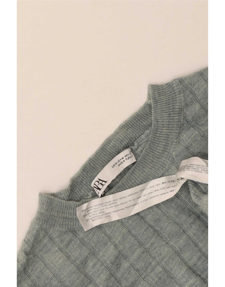Zara Hombre Jersey Cuello Redondo Jersey Acrílico Verde Medio