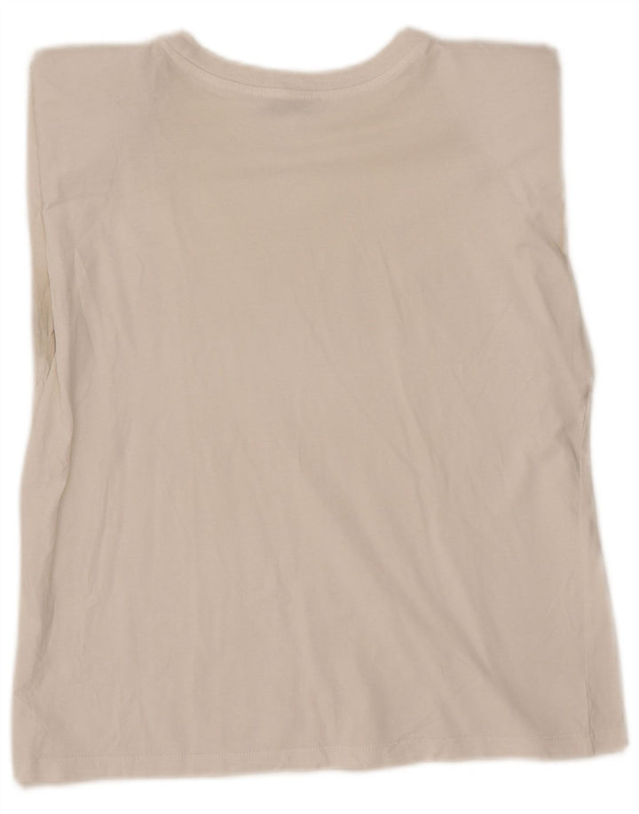 Zara Mujer Chaleco Top Reino Unido 10 Pequeño Algodón Blanco