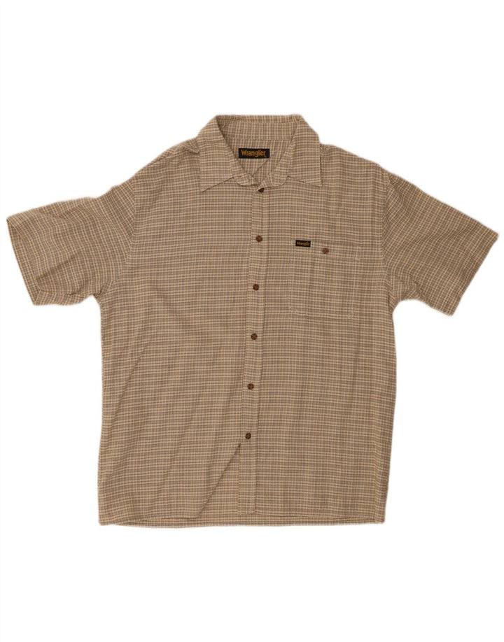Wrangler Camisa De Manga Corta Hombre XL Algodón A Cuadros Beige