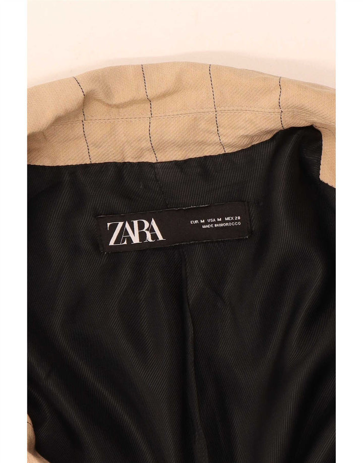 Zara Mujer Abrigo De Doble Botonadura UK 44 Medium Beige Pinstripe