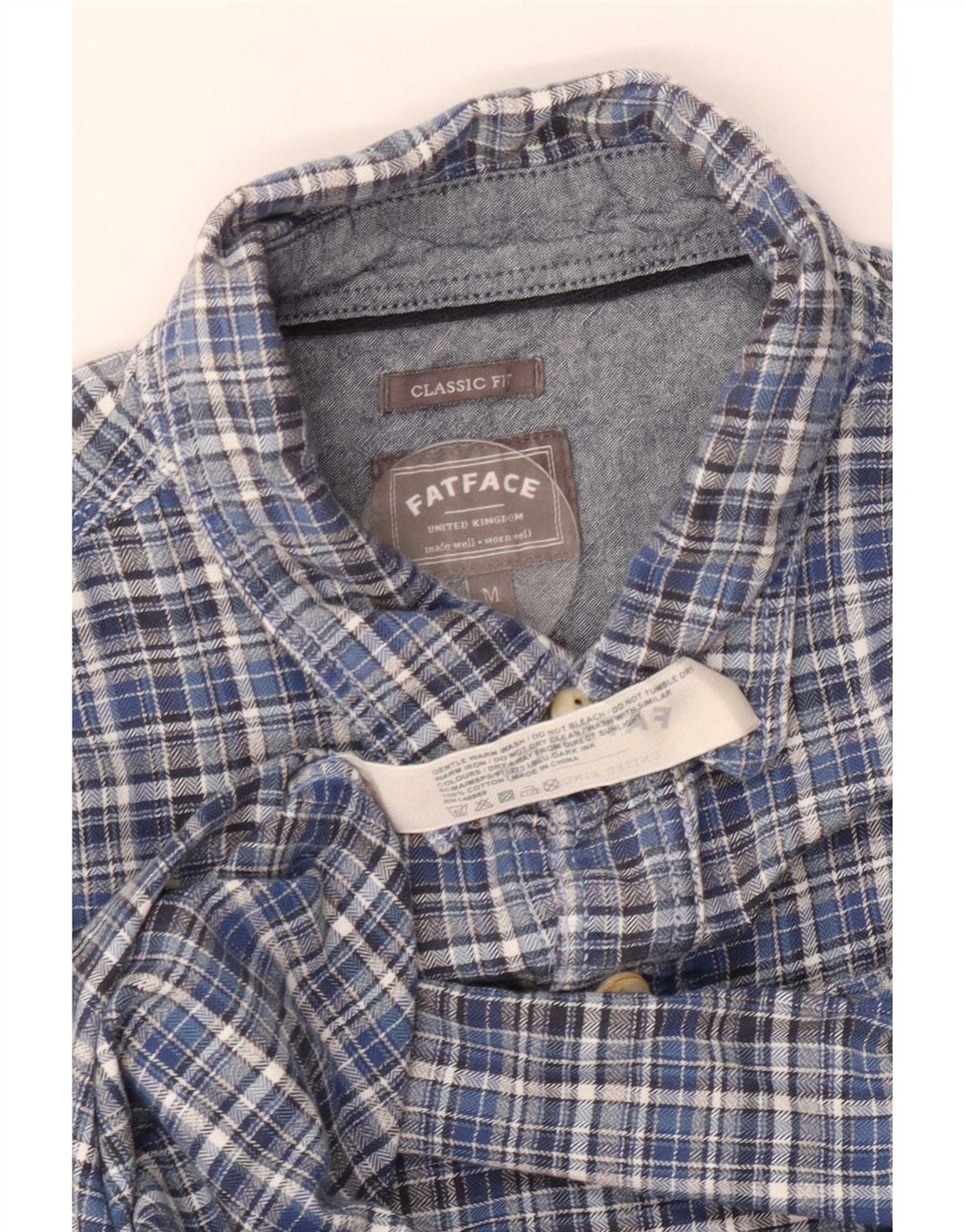 Camisa de franela de corte clásico a cuadros de algodón a cuadros en azul medio de Fat Face