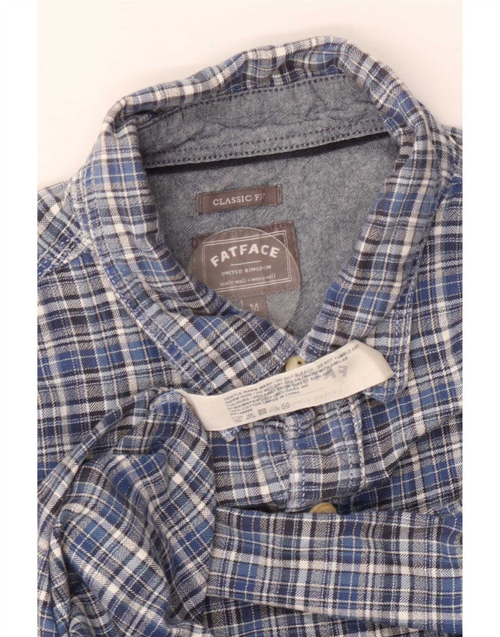 Camisa de franela de corte clásico a cuadros de algodón a cuadros en azul medio de Fat Face