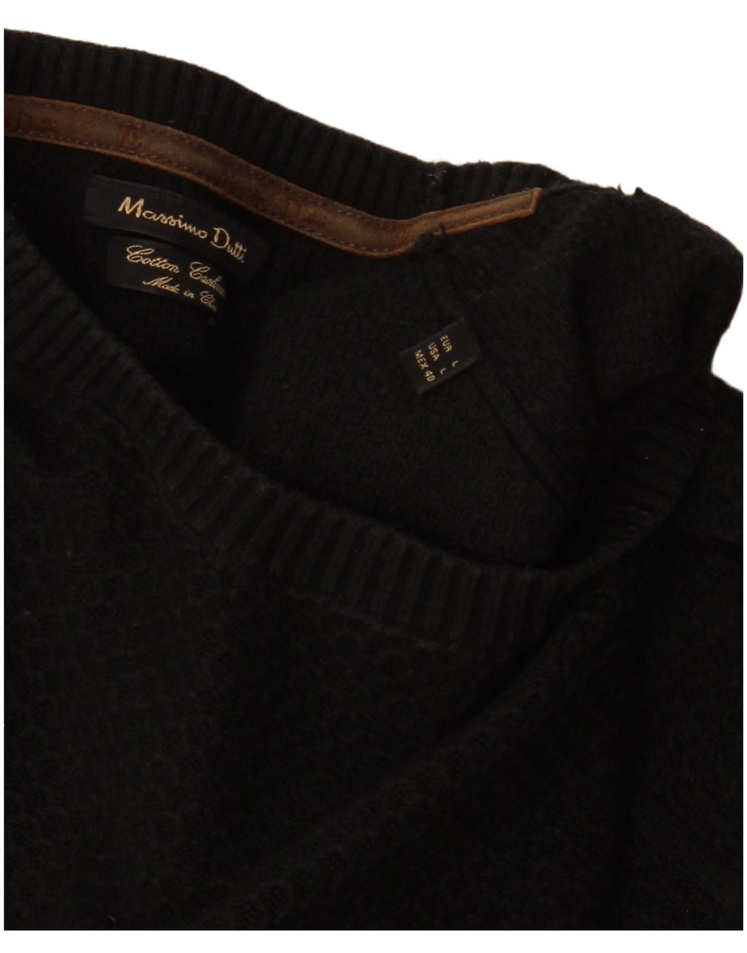 MASSIMO DUTTI Jersey De Cuello Redondo Hombre Large Negro Algodón