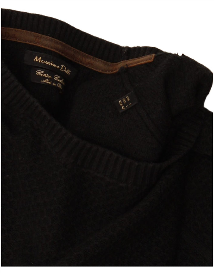 MASSIMO DUTTI Jersey De Cuello Redondo Hombre Large Negro Algodón