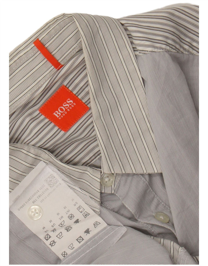 Camisa Hugo Boss Hombre Algodón Rayas Gris Medio