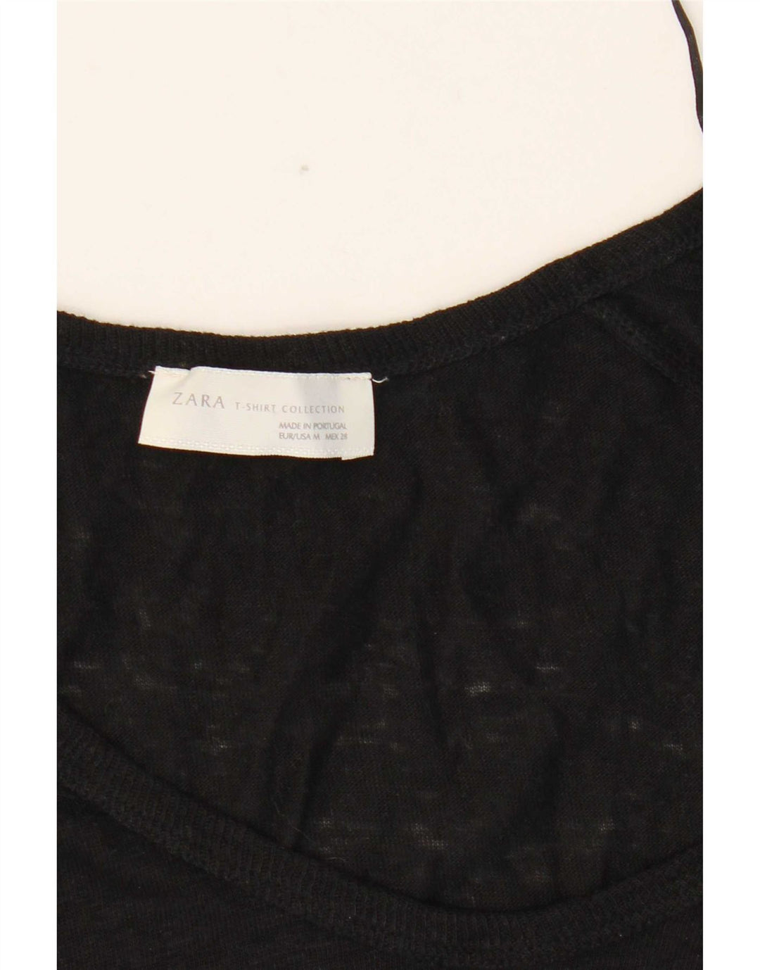 Zara Mujer Top Manga 3/4 UK 42 Mediano Negro