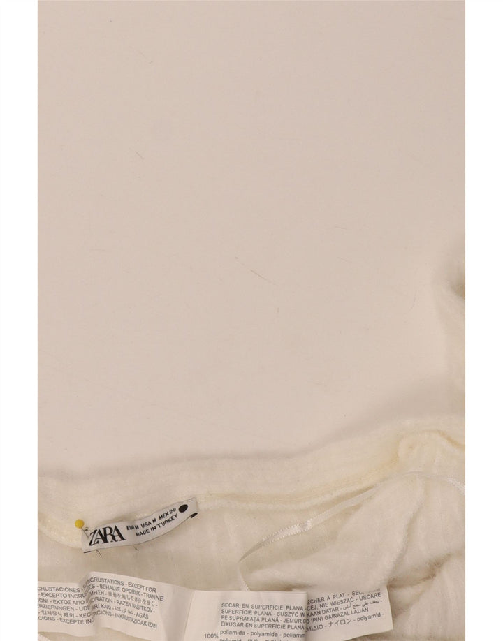 Zara Top Corto Con Hombros Descubiertos Para Mujer UK 40 Medio Blanco Poliamida
