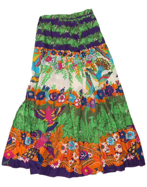 Falda gitana vintage para mujer Reino Unido 14 Mediana W26 Algodón floral multicolor