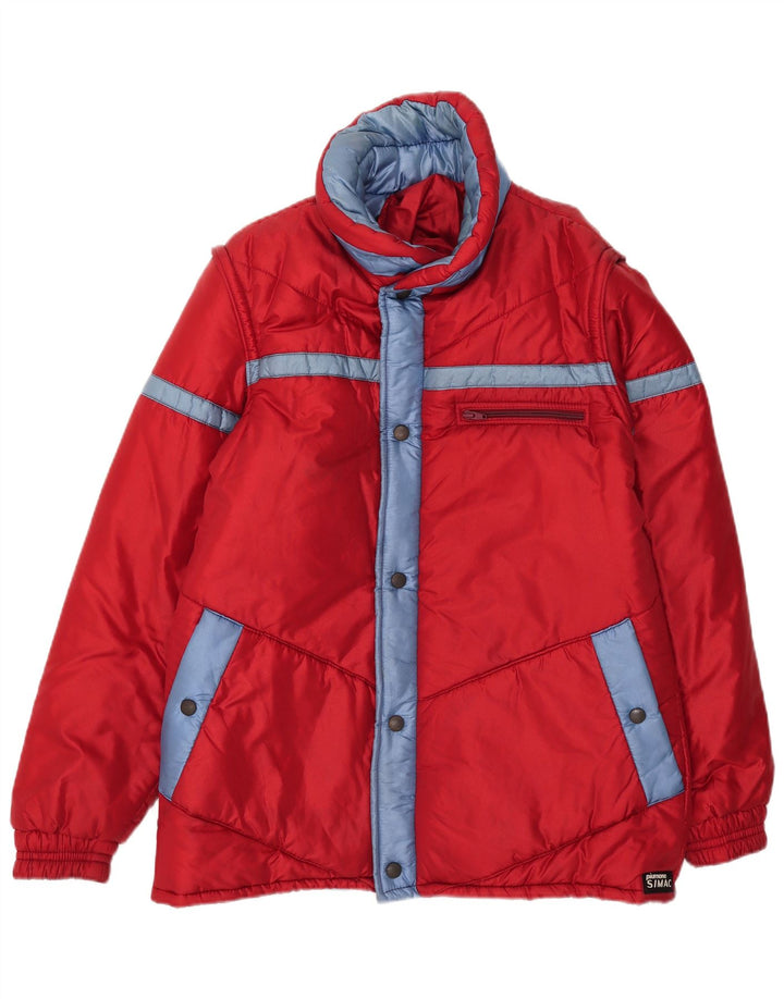 Chaqueta acolchada con capucha vintage para mujer IT 52 2XL Rojo Colorblock Poliamida