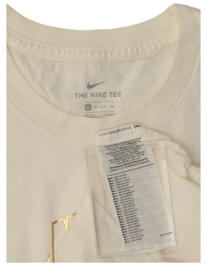 Nike Camiseta gráfica para mujer Top UK 6 XS Algodón blanco