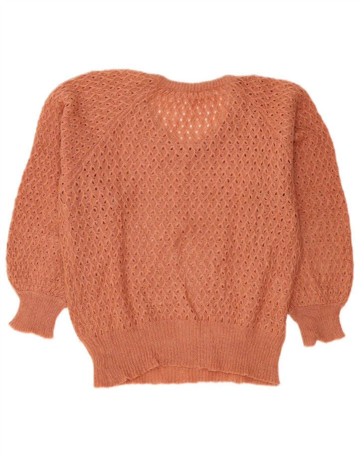 Vintage mujer V-cuello jersey suéter IT 42 marrón medio