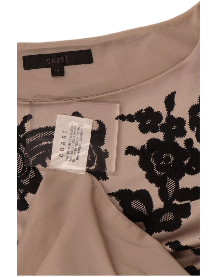 COAST Vestido tubo sin mangas para mujer UK 44 Poliéster floral gris medio